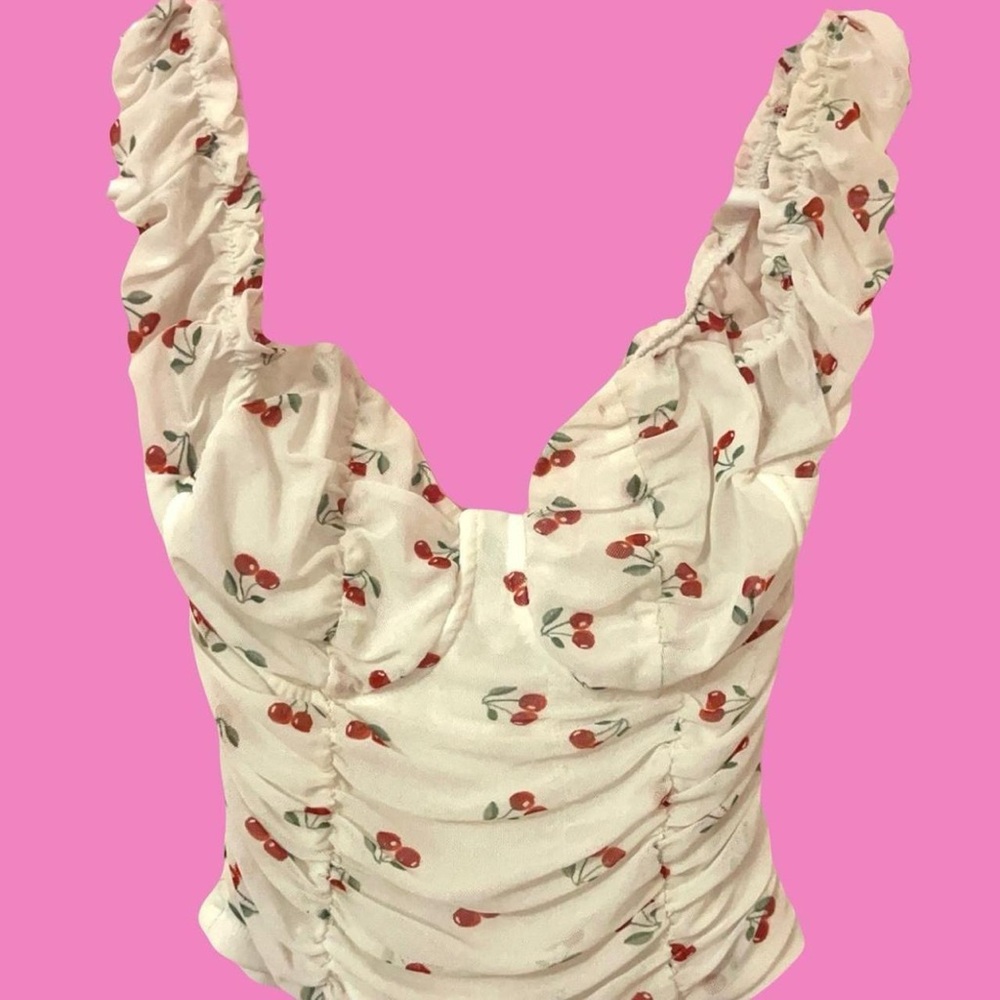 Cherry Ruched Bustier Corset